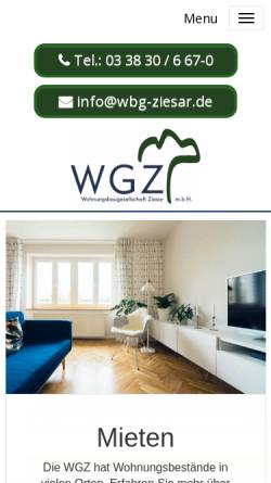 Vorschau der mobilen Webseite www.wbg-ziesar.de, Wohnungsbaugesellschaft Ziesar m.b.H.