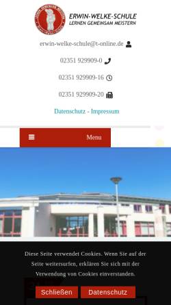 Vorschau der mobilen Webseite www.erwin-welke-schule.de, Erwin-Welke-Schule