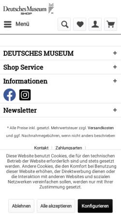 Vorschau der mobilen Webseite www.deutsches-museum-shop.com, Deutsches Museum Shop