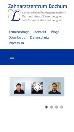 Vorschau der mobilen Webseite www.zahndoc-leugner.de, Dr. med. dent. Günter Leugner & Andreas Leugner