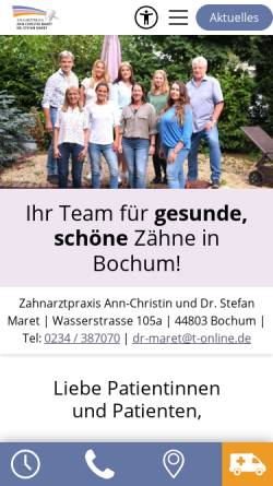 Vorschau der mobilen Webseite www.dr-maret.de, Dres. Stefan und Thomas Maret