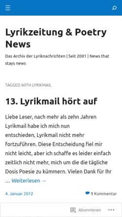 Vorschau der mobilen Webseite lyrikzeitung.com, Lyrikmail