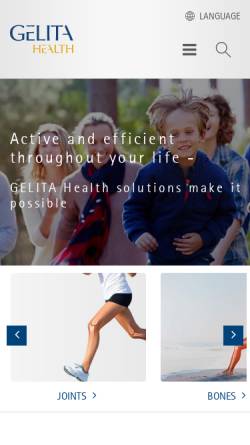 Vorschau der mobilen Webseite www.gelitahealth.com, GELITA Health Products GmbH