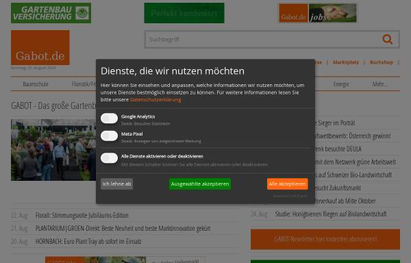 Vorschau von www.gabot.de, Gabot - Suchmaschine für den Gartenbau