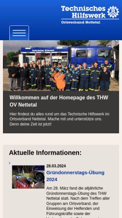 Vorschau der mobilen Webseite www.thw-nettetal.de, THW Ortsverband Nettetal