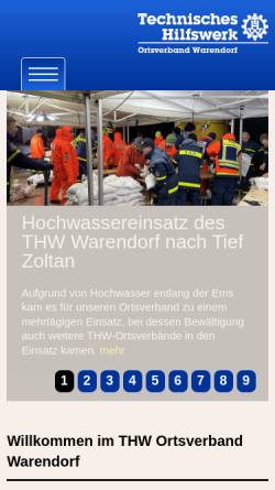 Vorschau der mobilen Webseite www.thw-warendorf.de, THW Ortsverband Warendorf-Ostbevern