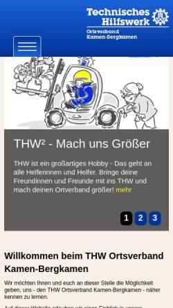 Vorschau der mobilen Webseite www.thw-jugend-kamen-bergkamen.de, THW-Jugend Kamen-Bergkamen