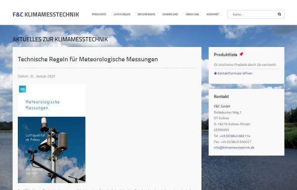 Vorschau von klimamesstechnik.de, F&C GmbH Bereich Meßtechnik und Ingenieurbüro Radomski