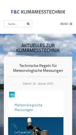 Vorschau der mobilen Webseite klimamesstechnik.de, F&C GmbH Bereich Meßtechnik und Ingenieurbüro Radomski