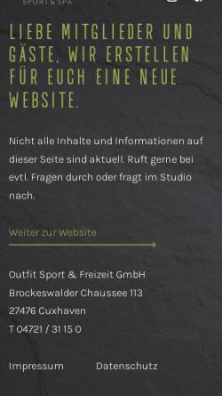 Vorschau der mobilen Webseite www.outfit-cuxhaven.de, Outfit Sport und Freizeit GmbH