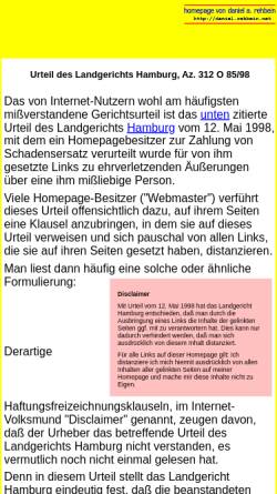 Vorschau der mobilen Webseite www.daniel-rehbein.de, Wirksamkeit von Disclaimern