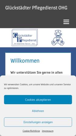 Vorschau der mobilen Webseite www.glueckstaedter-pflegedienst.de, Glückstädter Pflegedienst OHG