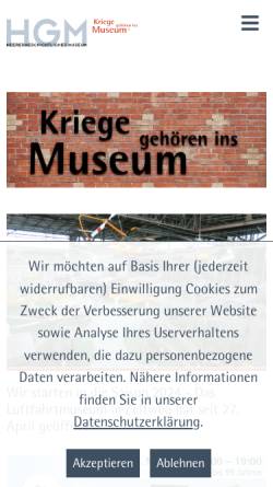 Vorschau der mobilen Webseite www.hgm.at, Heeresgeschichtliches Museum Wien