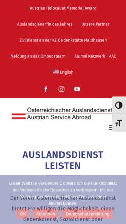 Vorschau der mobilen Webseite www.auslandsdienst.at, Österreichischer Gedenkdienst
