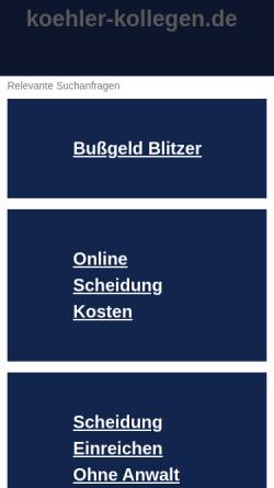 Vorschau der mobilen Webseite www.koehler-kollegen.de, Kanzlei Manfred Köhler und Kollegen