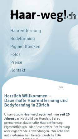 Vorschau der mobilen Webseite www.haar-weg.ch, Haar-weg!ch