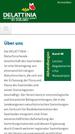 Vorschau der mobilen Webseite www.delattinia.de, Delattinia Arbeitsgemeinschaft für tier- und pflanzengeographische Heimatforschung e.V.