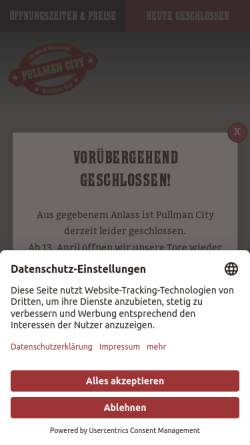 Vorschau der mobilen Webseite www.pullmancity.de, Pullman City