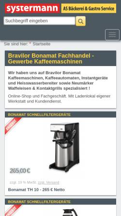 Vorschau der mobilen Webseite www.systermann.de, AS Bäckerei & Gastro Service - Andreas Systermann