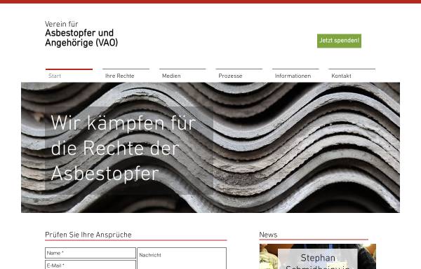 Vorschau von www.asbestopfer.ch, Verein für Asbestopfer und Angehörige [VAO]