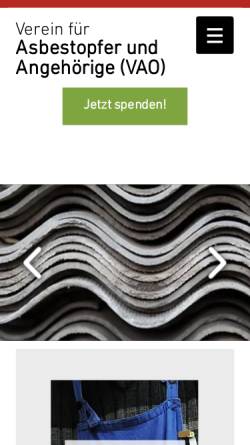 Vorschau der mobilen Webseite www.asbestopfer.ch, Verein für Asbestopfer und Angehörige [VAO]