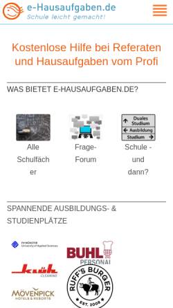 Vorschau der mobilen Webseite e-hausaufgaben.de, e-Hausaufgaben