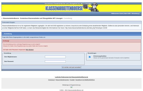 Vorschau von www.klassenarbeitenboerse.de, KlassenarbeitenBoerse.de