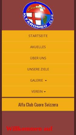 Vorschau der mobilen Webseite www.cuoresvizzera.ch, Alfa Club Cuore Svizzera