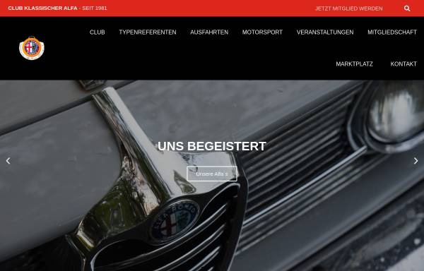 Vorschau von www.club-klassischer-alfa.de, Club klassischer Alfa Romeo Fahrzeuge e.V.