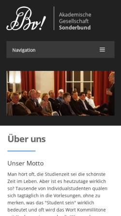 Vorschau der mobilen Webseite www.sonderbund.de, Sonderbund zu Stuttgart