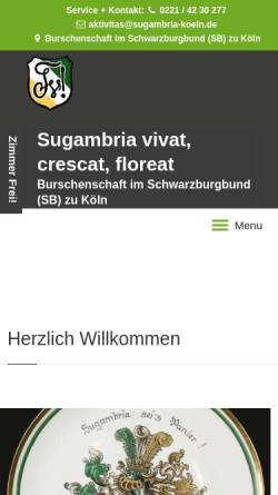 Vorschau der mobilen Webseite www.sugambria-koeln.de, Sugambria zu Köln