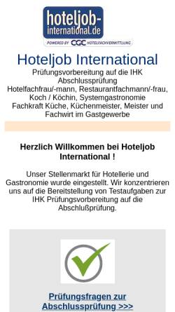 Vorschau der mobilen Webseite www.hoteljob-international.de, Hoteljob International - CGE Hotelfachvermittlung Claus G. Ehlert