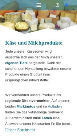 Vorschau der mobilen Webseite www.eilter-bauernkaese.de, Eilter Bauernkäse, Heinrich Helberg und Ernst Bullmann