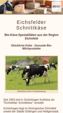 Vorschau der mobilen Webseite www.eichsfelder-schnittkaese.de, Hessel-Mock Weng GbR