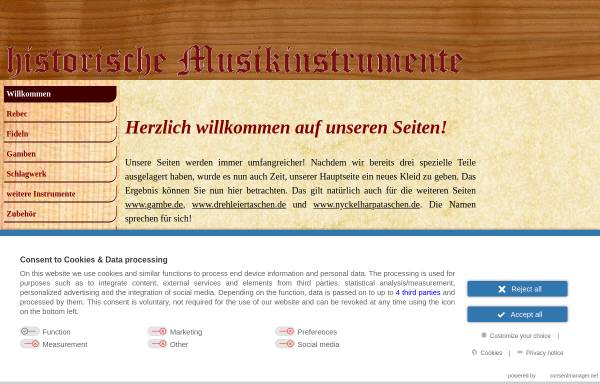 Vorschau von www.historische-musikinstrumente.de, Historische Musikinstrumente