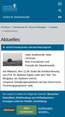 Vorschau der mobilen Webseite www.skandinavistik.uni-frankfurt.de, Goethe-Universität Frankfurt a.M. - Institut für Skandinavistik