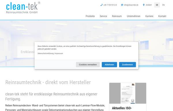 Vorschau von www.clean-tek.de, Clean-part GmbH