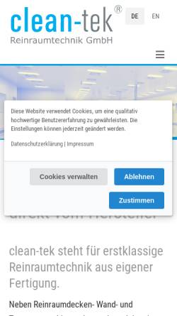 Vorschau der mobilen Webseite www.clean-tek.de, Clean-part GmbH
