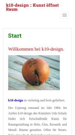 Vorschau der mobilen Webseite www.k10-design.de, Schulz, Udo