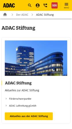 Vorschau der mobilen Webseite www.adac.de, ADAC Luftrettungs GmbH