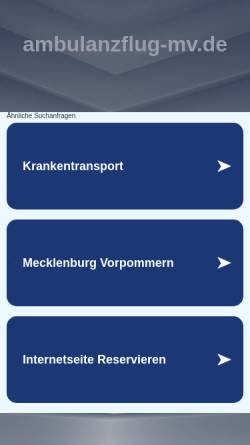 Vorschau der mobilen Webseite www.ambulanzflug-mv.de, Ambulanzflugdienst Mecklenburg-Vorpommern