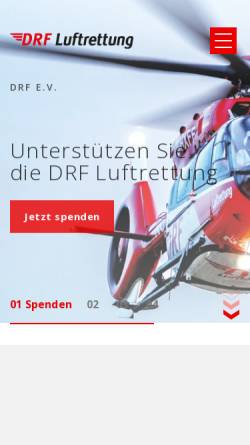 Vorschau der mobilen Webseite www.drf.de, Deutsche Rettungsflugwacht