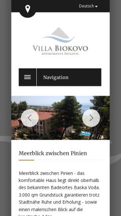 Vorschau der mobilen Webseite www.baska-voda.org, Appartements Pavlovic