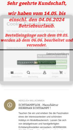 Vorschau der mobilen Webseite www.echtdampfwelt.de, Herrmann Echtdampf