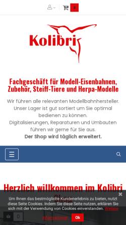 Vorschau der mobilen Webseite kolibri.ch, Kolibri Spielwaren