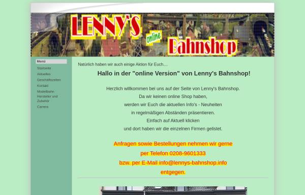 Vorschau von lennys-bahnshop.info, Lennys Bahnshop, Torsten Lennermann
