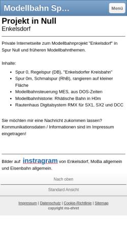 Vorschau der mobilen Webseite www.ms-ehret.de, Modellbahn-Service Ehret