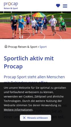 Vorschau der mobilen Webseite www.procap-sport.ch, Procap Sport