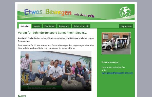 Vorschau von www.vfb-bonn.de, Verein für Behindertensport Bonn/Rhein-Sieg e.V.