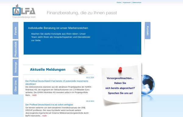 Vorschau von www.alfa-finanz.net, A.L.F.A. Finanzdienstleistungs GmbH